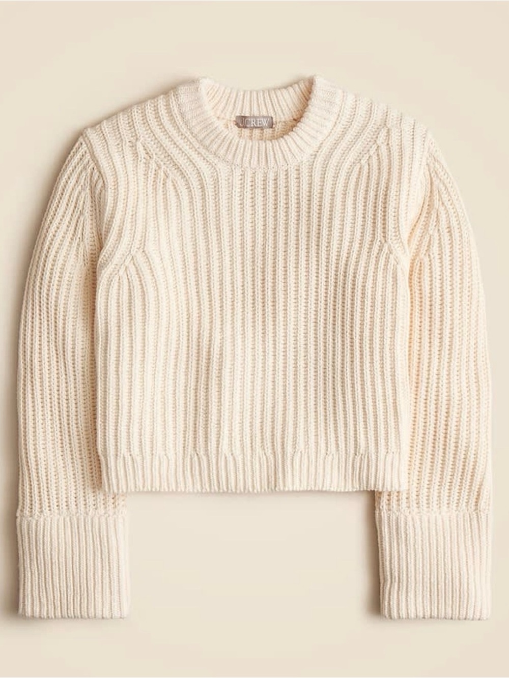 J.Crew Heritage Cotton Fisherman Crewneck Sweater Antique White Size Large